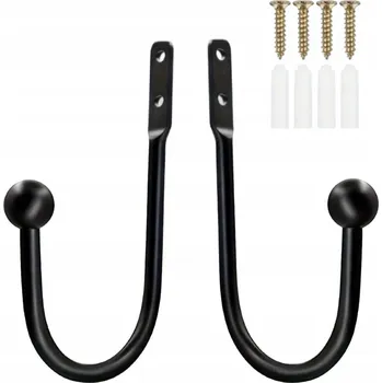 Věšák HLINÍKOVÝ HÁK NA ZEĎ VĚŠÁK ČERNÝ LOFT 2ks