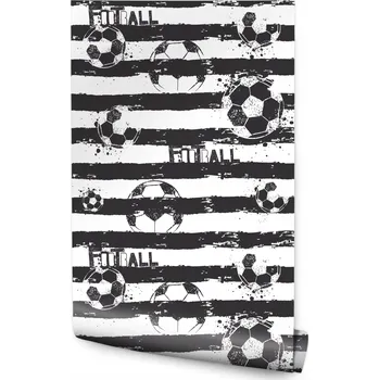 Fototapeta Tapeta pro teenagery Černobílá Fotbalový míč PRUHY