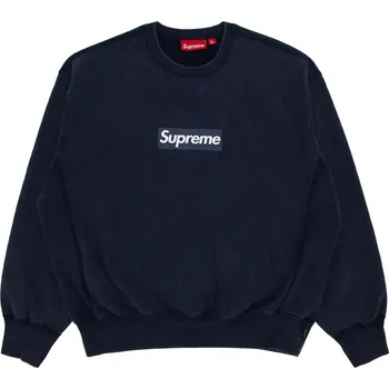 Pánská mikina Supreme Washed Box Logo Crewneck Navy Velikost: XL