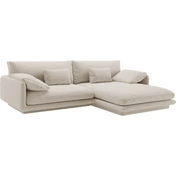 Pohovka Micadoni Bílá sametová rohová pohovka Torino 250 cm, pravá