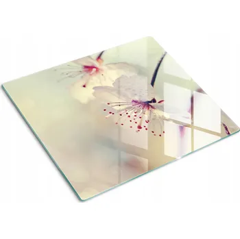 Obraz Ozdobná skleněná kuchyňská deska na krájení s grafikou Višňový květ 60x52 cm