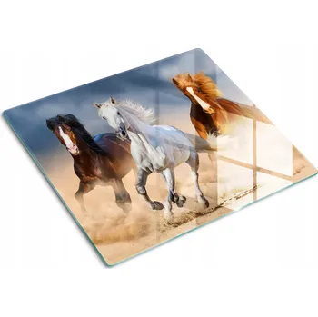 Obraz Odolná a stylová kuchyňská skleněná deska s motivem Koně v poušti 60x52 cm