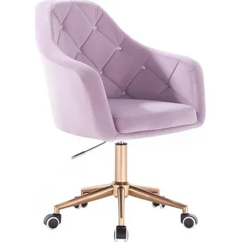 LuxuryForm DESIGN Kosmetické křeslo ROMA VELUR na zlaté podstavě s kolečky - levandule