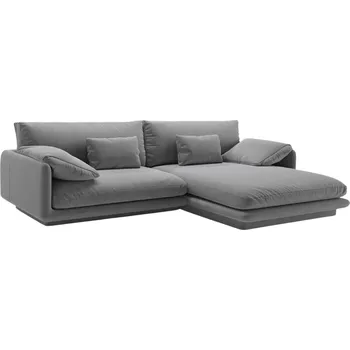 Pohovka Micadoni Světle šedá sametová rohová pohovka Torino 250 cm, pravá