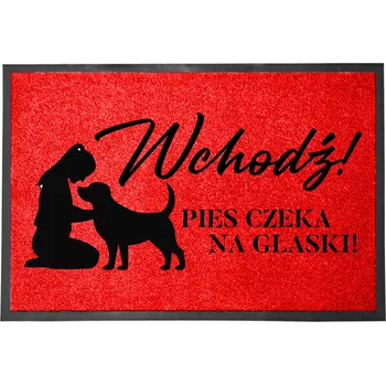 VCHODOVÁ ROHOŽKA ČERVENÁ 40X60 STYLOVÁ VTIPNÁ DEKORACE DOMU S POTISKEM