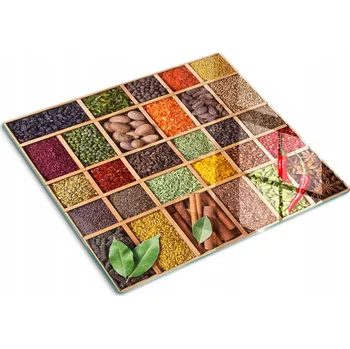 Obraz Skleněná deska dekor indukce Koření bylinky 60x52