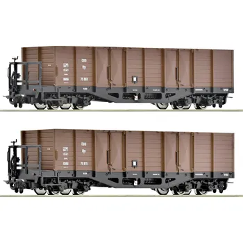 Modelová železnice Roco 6640004 Dvoudílná sada otevřených nákladních vozů s ÖBB