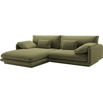 Pohovka Micadoni Zelená sametová rohová pohovka Torino 250 cm, levá