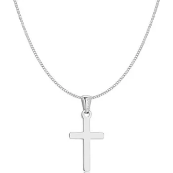 Náhrdelník Náhrdelník z nerezové oceli 316L s plochým křížem. Přívěsek z chirurgické oceli se stříbrem nebo