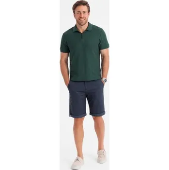 Pánské kraťasy Klasické pánské chino kraťasy s ohrnutou nohavicí - tmavě modré V10 OM-SRCS-0197