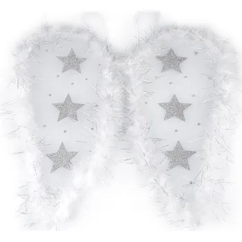 Vánoční dekorace Andělská křídla s peřím a glitrovými hvězdami Varianta: bílá, Balení: 1 ks