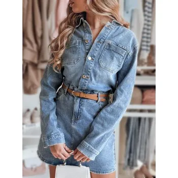 Dámské šaty Dámské mini šaty JINELLA s páskem modré barvy