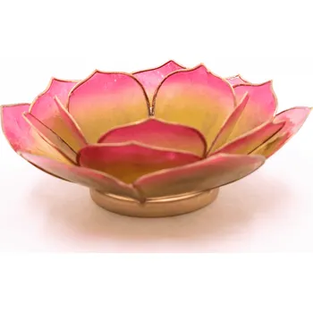 Svícen Milujeme Kameny Svícen – lotosový květ – tmavě růžový se zlatým okrajem - VADA VAD567 533931