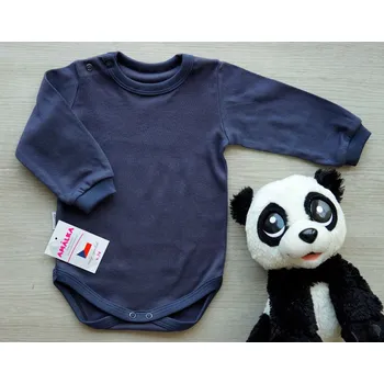 Kojenecký body AMÁLKA Bavlněné žebrované body dlouhý rukáv, tmavě šedé Velikost: 86