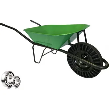Kolečko Stavební kolečko s černým rámem a tmavě zelenou korbou 60l