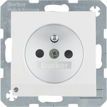 Elektrická zásuvka Zásuvka se zemnícím kolíkem s ochrannou proti dotyku a svodiče přepětí T3, Berker S.1/B.x Barva: Bílá, Povrch: Mat