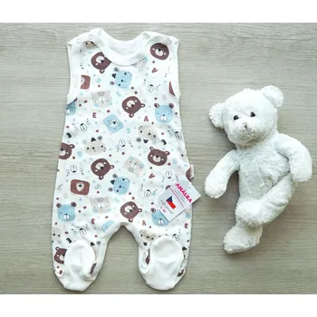 Dupačky AMÁLKA Bavlněné medvídkové dupačky, smetanové Velikost: 74