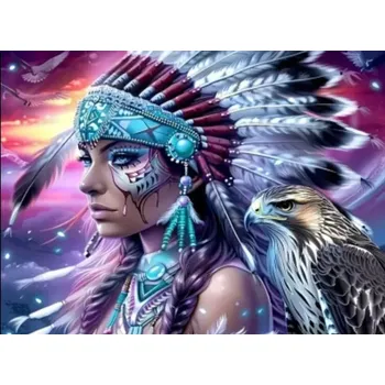 Diamantové malování Diamantové malování - Apačka a orel + perleťové kamínky (60x80)