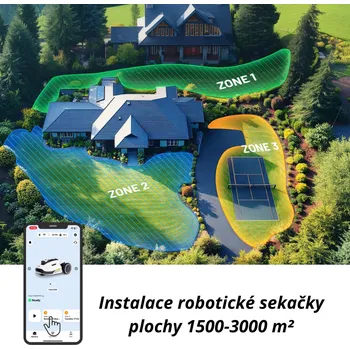 Instalace bezdrátové robotické sekačky plochy 1500 - 3000 m² (Montáž robotické sekačky)