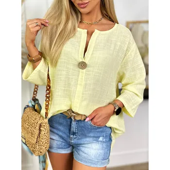 Dámské oblečení Fashionweek Košilová halenka z lehké a příjemné bavlny IT-DENZEL Barva: žlutý, Velikost: Universal