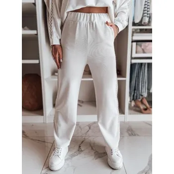 Dámské kalhoty Dámské široké žebrované kalhoty LUXEEN ecru