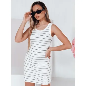 Dámské šaty Pruhované dámské mini šaty PREFAB bílé
