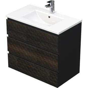 Ložnice Swiss aqua technologies Koupelnová skříňka s umyvadlem SAT Cube Way 80x71x46 cm hnědá mat CUBE3D803ZHMOD