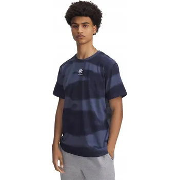 Pánské oblečení Pánské tričko Under Armour Curry Hvyweight Logo downpour gray/white S