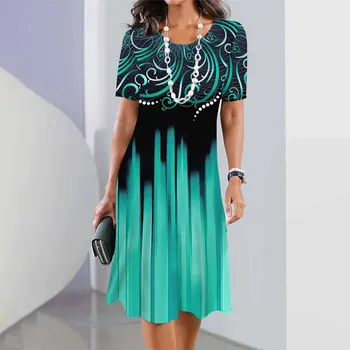 Dámské šaty letní šaty se vzory a krátkým rukávem ve volném střihu Velikost: 3XL, Barva (Varianta): AM01-SM14503