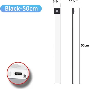 Noční světlo Pohybové led světlo pod linku bezdrátové | kuchyňské osvětlení 1+1 ks - Černá 50 cm