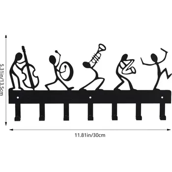 Věšák Držák klíčů s háčky černý kovový | nástěnný věšák, organizér klíčů - TY3533