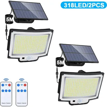 Venkovní osvětlení Silné venkovní solární světlo s čidlem pohybu | bezpečnostní osvětlení - 318LED-2ks