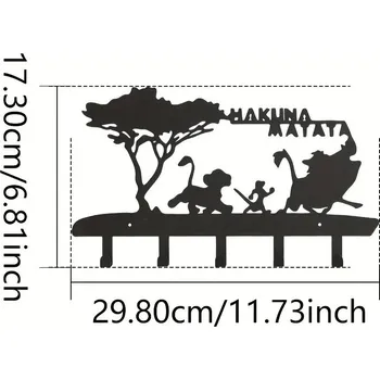 Věšák Držák klíčů s háčky černý kovový | nástěnný věšák, organizér klíčů - TY4441