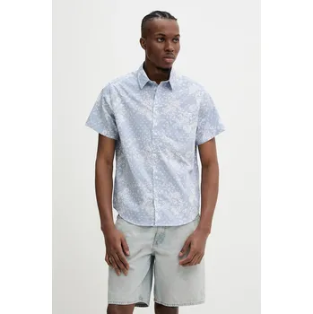 Pánská košile Bavlněná košile Guess Jeans pánské, modrá barva, regular, s klasickým límcem, M5GH16 WH8R1 M5GH16.WH8R1 05X, vel. M