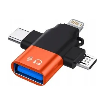 IP kamera Adaptér OTG 3 v 1 USB typu C, přenosný rozbočovač 3.0 s HDMI, čtečka