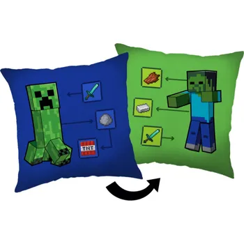 Dekorativní polštářek Aymax Dětský polštářek MINECRAFT klasický modrozelený 38cm