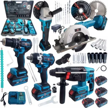 Kompletní Aku sada nářadí 48V – kladivo, úhlová bruska, rázový utahovák, vrtačka, okružní pila + 4x baterie