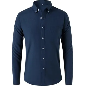 Pánská košile Pánská košile s dlouhým rukávem ve formálním stylu Barva: Tmavě Modrá, Velikost: 5XL