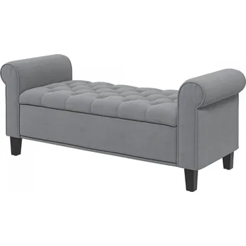 Čalouněná lavice sametového vzhledu 126 x 48,5 x 47 cm | šedá