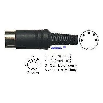 Elektrický konektor KONEKTOR DIN 5 KOLÍK 180° samec na kabel