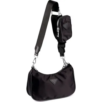 Kabelka Kabelka nylonová 2v1 se stříbrným řetízkem 26x16 cm Varianta: černá, Balení: 1 ks