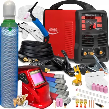 Svářečka SVAŘOVACÍ STROJ WELDMAN TORNÁDO 210 TIG AC DC MMA PULS 200A 230V IGBT HF HLINÍK