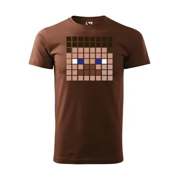 Tričko s potiskem Blocks Steve: hnědé 3XL