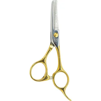 Kadeřnické nůžky TAURO PRO LINE Nůžky TPL Janita Plunge line 4,5" (11 cm) efilační 28 zubů - zlaté kroužky