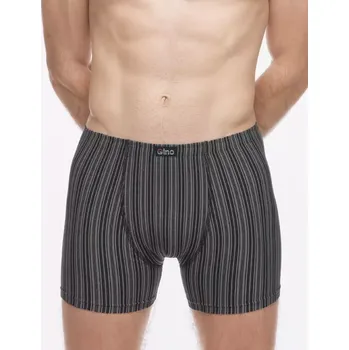 GINA pánské boxerky delší nohavička, šité 74183P černá tm. šedá 54/56