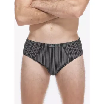 Pánské oblečení GINA pánské slipy se širším bokem, širší bok, šité 71140P černá tm. šedá 50/52