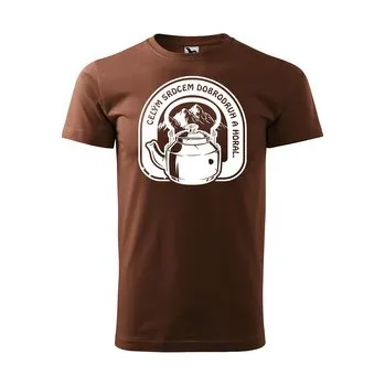 Pánské tričko Tričko s potiskem Celým srdcem dobrodruh a horal: hnědé 3XL