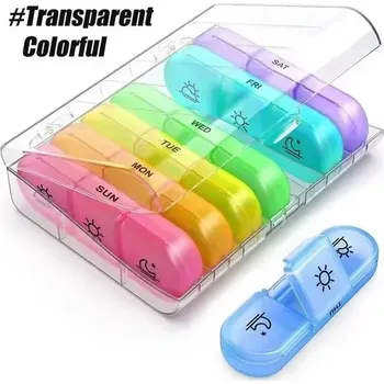 Týdenní box na prášky s velkými přihrádkami | dávkovač léků, krabička na léky - 21 mřížek-C