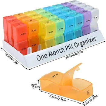 Dávkovač léků Barevný týdenní dávkovač na léky s 32 sloty | dávkovač léků, organizér léků - C