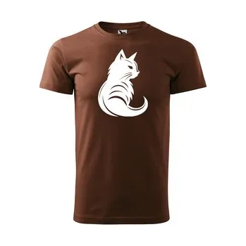 Pánské tričko Tričko s potiskem Kočka: hnědé 3XL